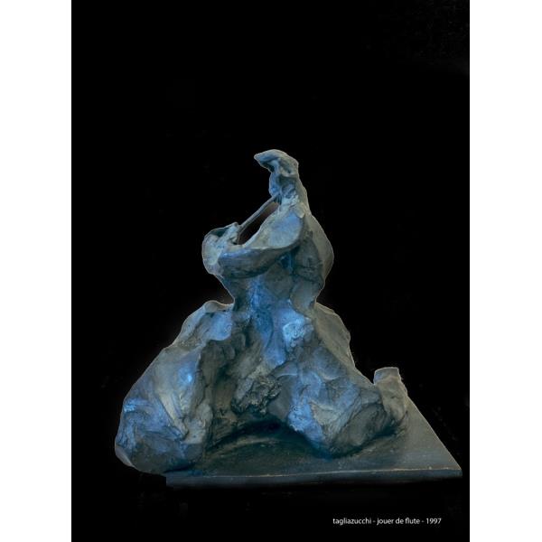 Joueur de flùte - metal sculpture Bronze 1997